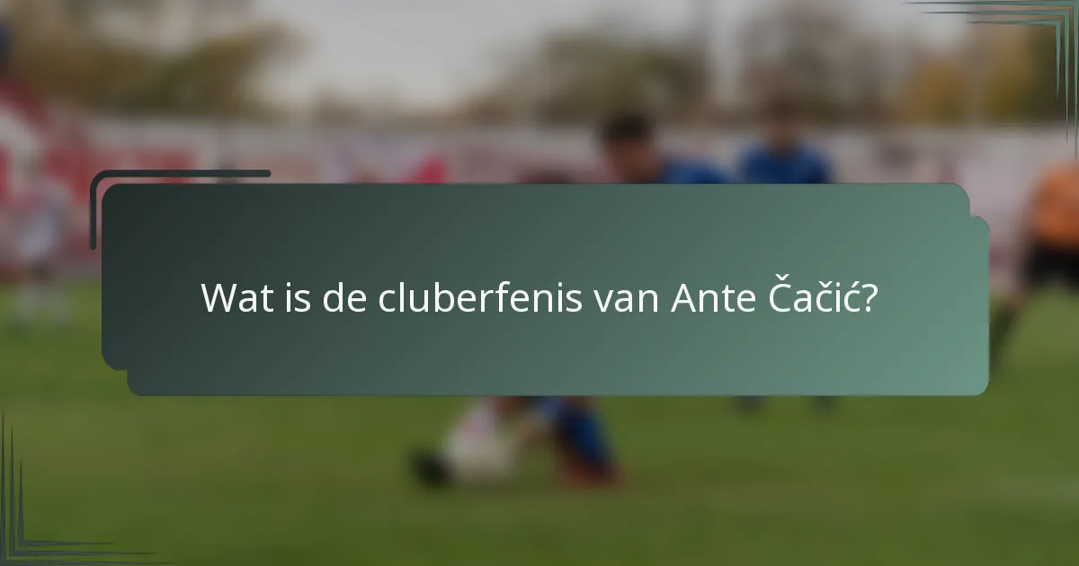 Wat is de cluberfenis van Ante Čačić?