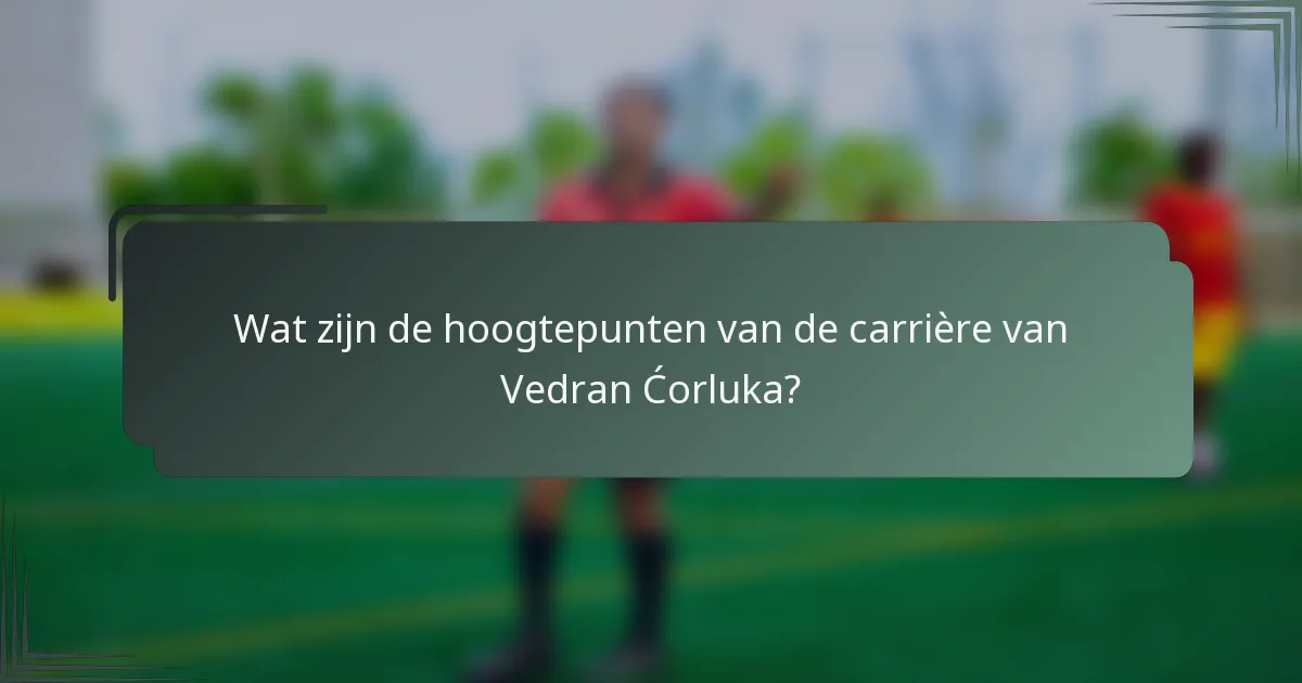 Wat zijn de hoogtepunten van de carrière van Vedran Ćorluka?