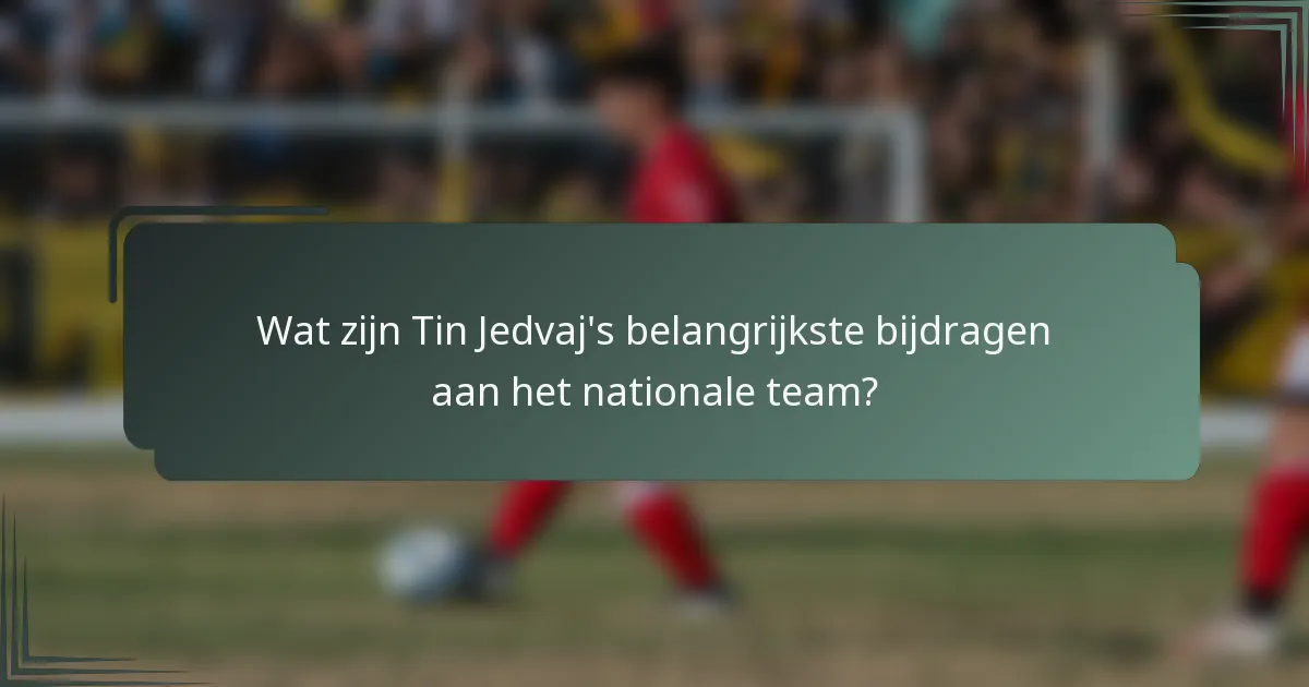 Wat zijn Tin Jedvaj's belangrijkste bijdragen aan het nationale team?